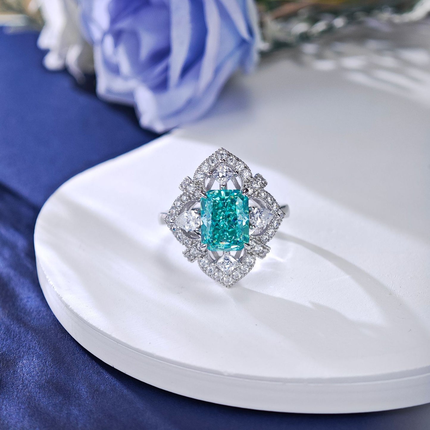 S925 Sterling Silver Gold-plated Diamond Ring Female Heavy Industry
