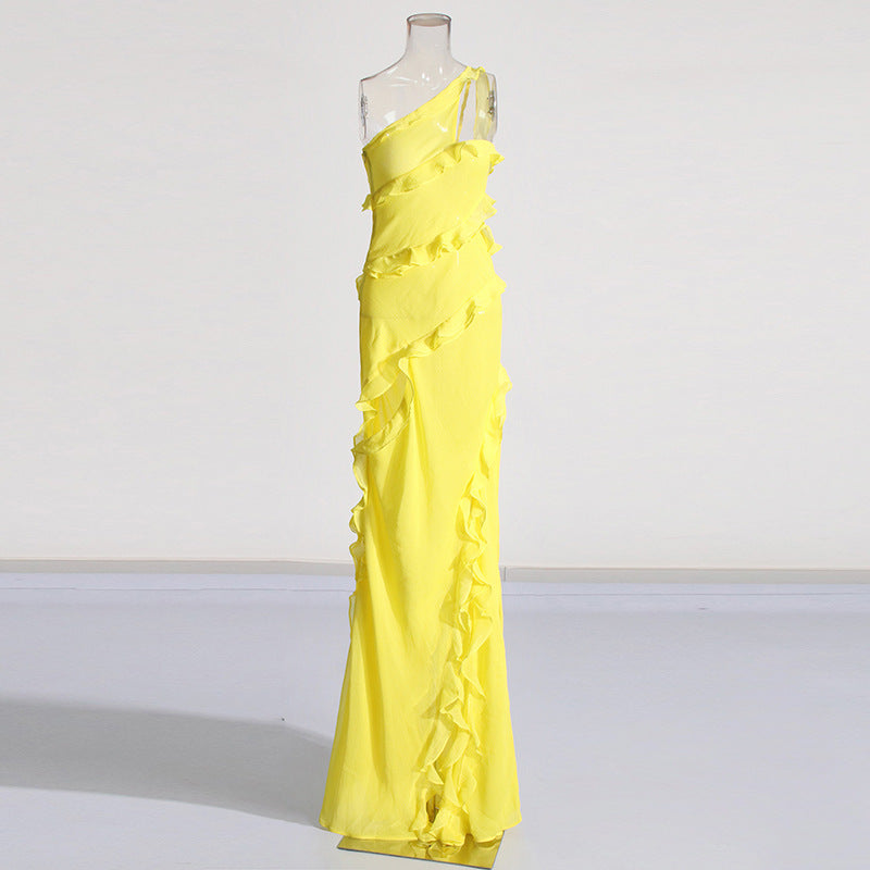 Fashion French Elegant Ribbon Split Dress Women