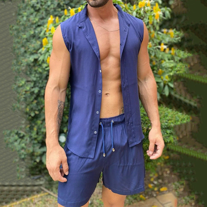 Men's Casual Loose Sleeveless Shirt Shorts