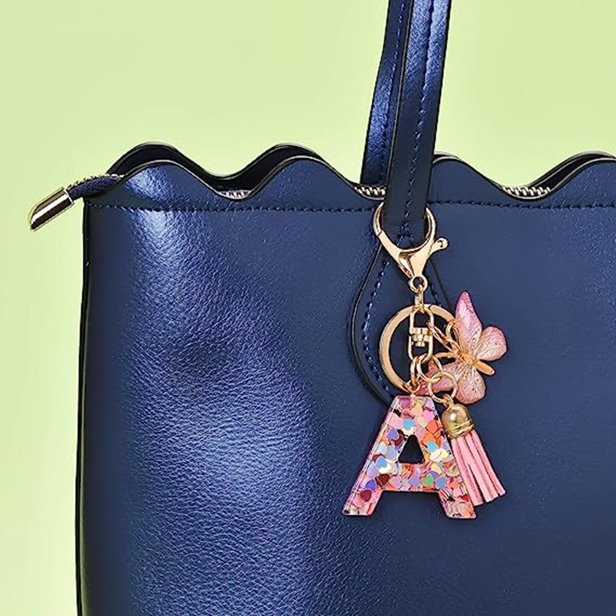 Resin English Letter Epoxy Butterfly Pendant Key Ring
