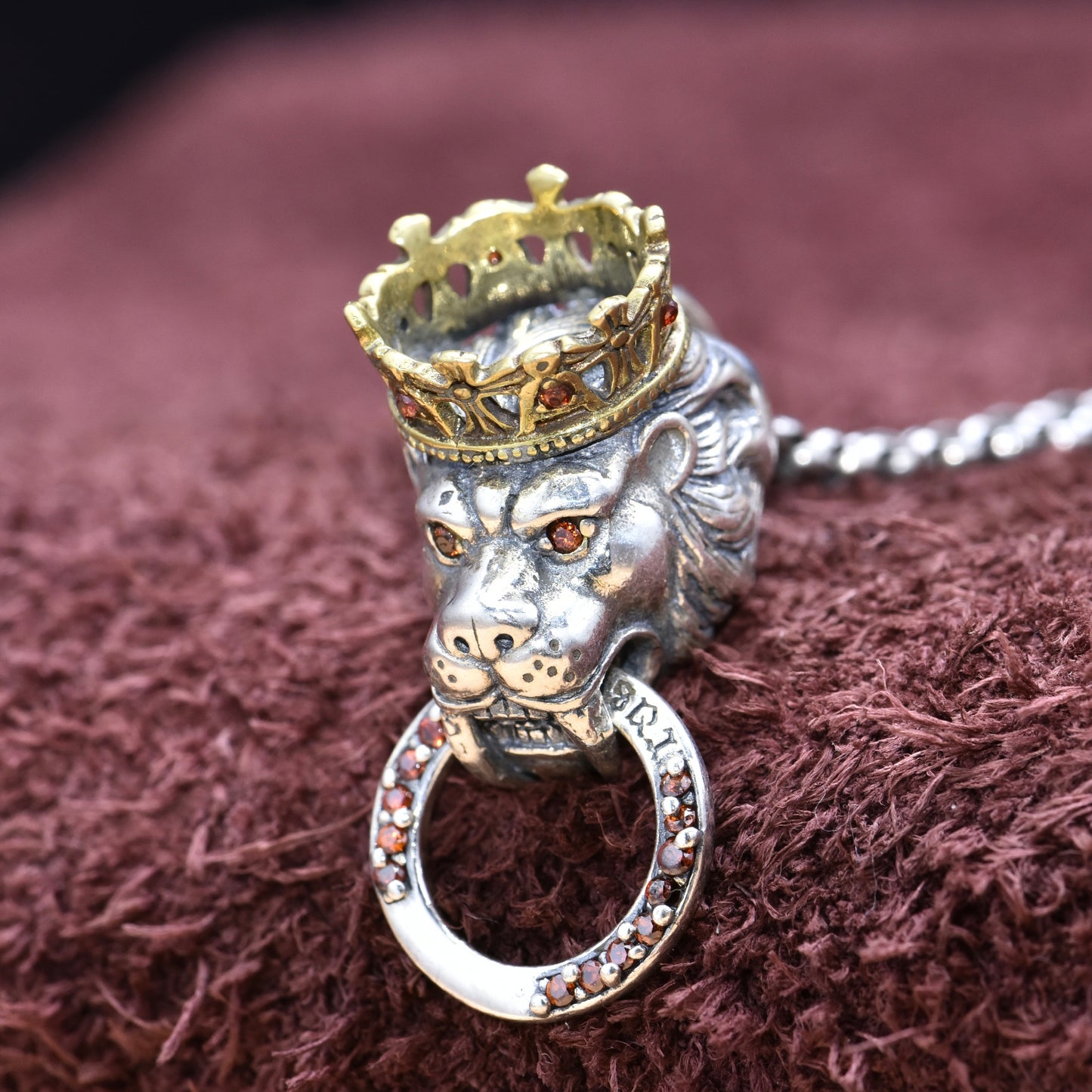 S925 Silver Vintage Lion Pendant Keychain Pendant