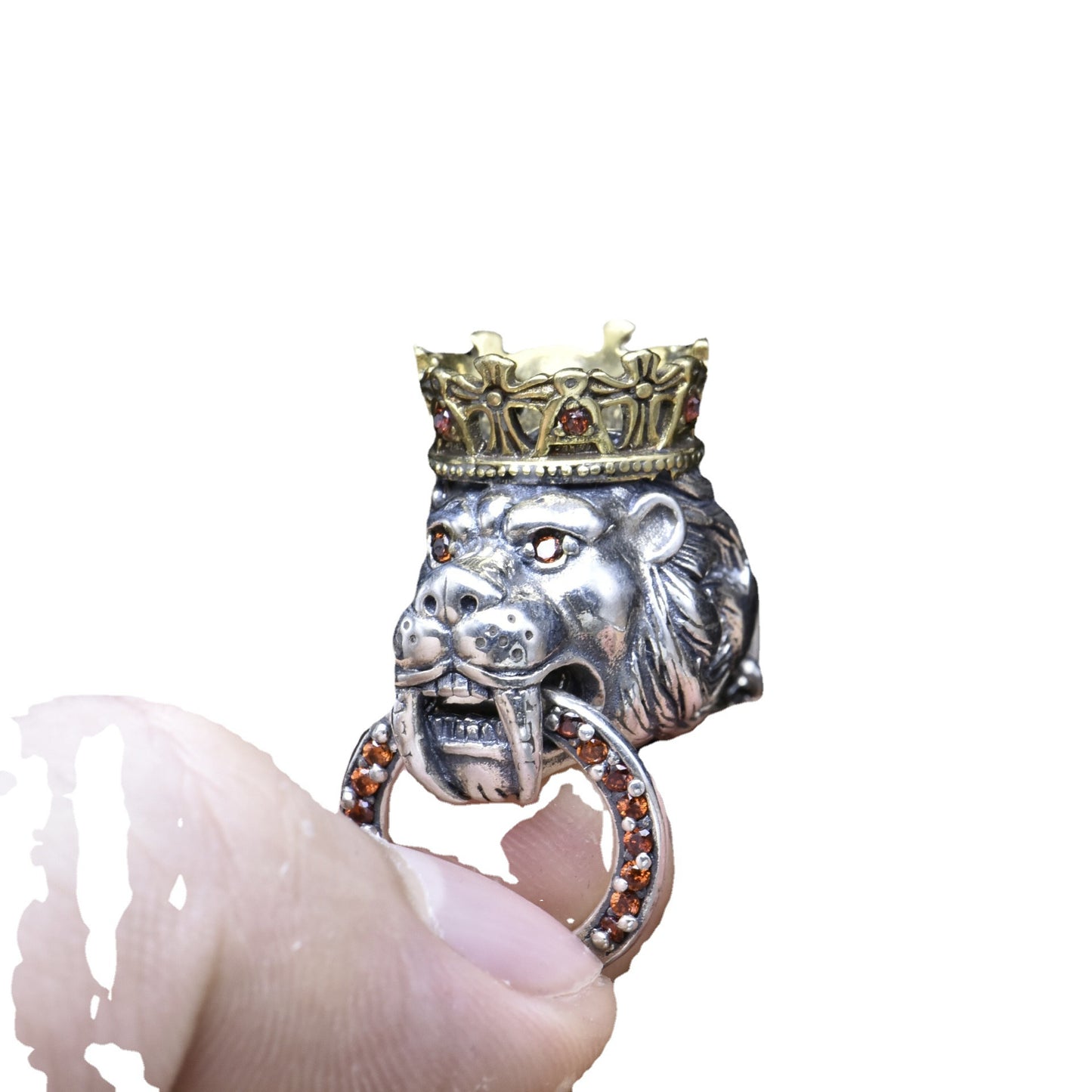 S925 Silver Vintage Lion Pendant Keychain Pendant