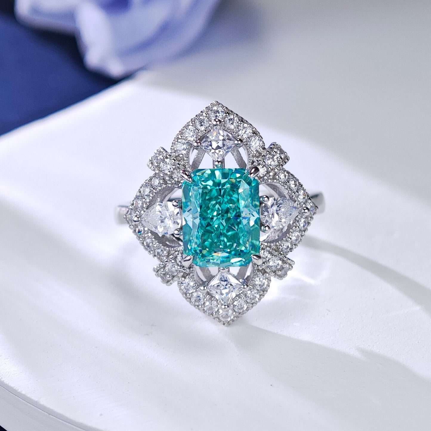 S925 Sterling Silver Gold-plated Diamond Ring Female Heavy Industry