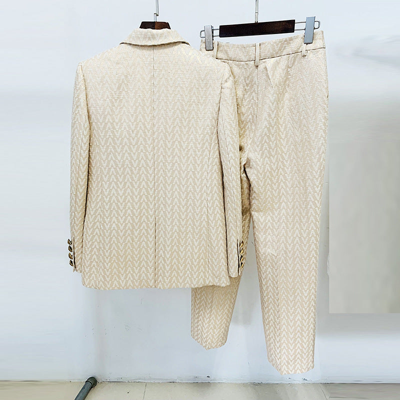 New European And American Star Fashion Jacquard Mid-length Suit Suit