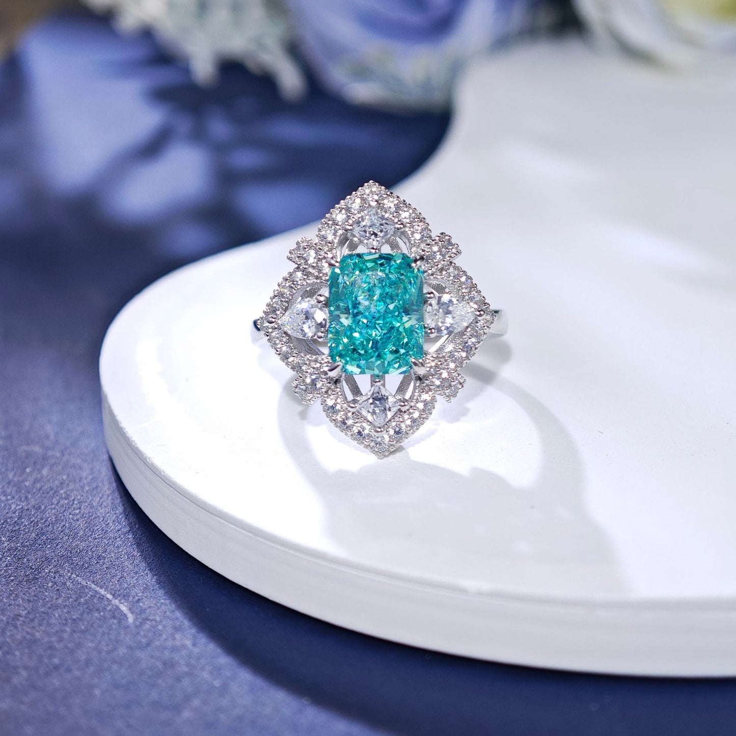 S925 Sterling Silver Gold-plated Diamond Ring Female Heavy Industry
