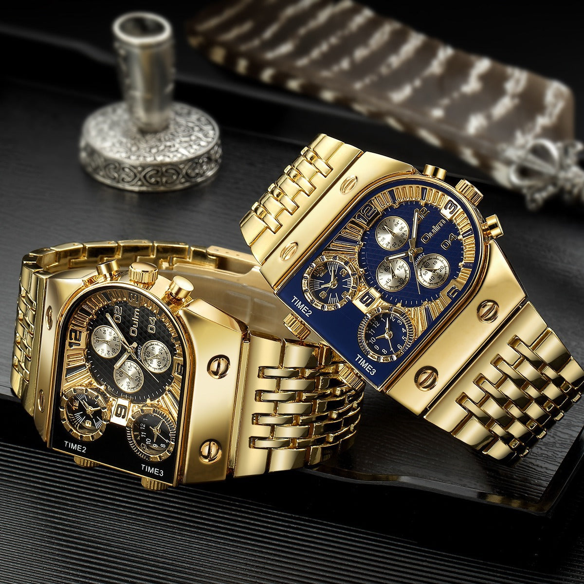 Multi-time Zone Large Dial Luminous Men's Watch