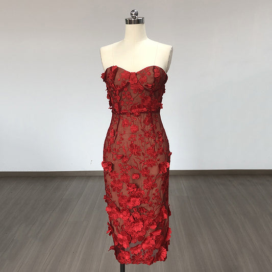 Women's Fashion Three-dimensional Flower Embroidery Dress
