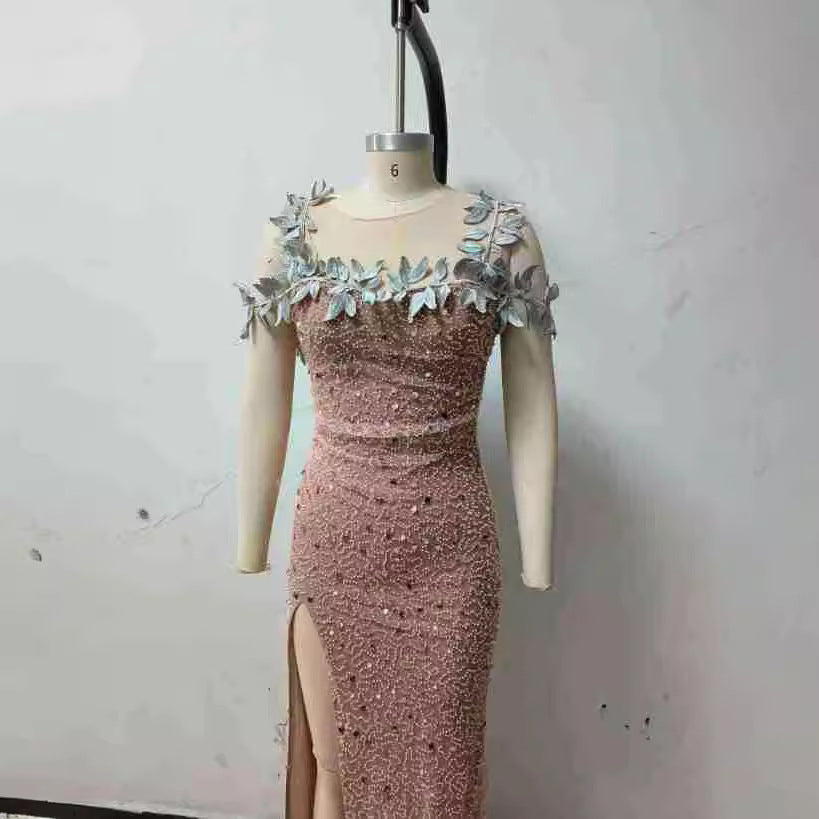 Fashion Off-shoulder Strapless Long Type Slit Dress