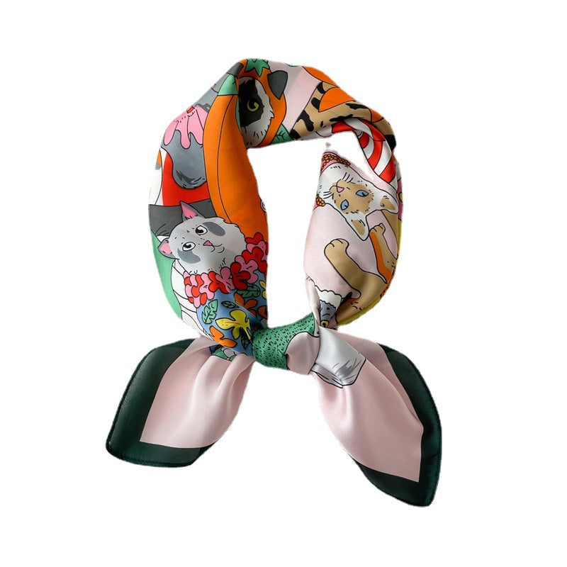 Spring And Summer Cartoon Cute Silk Scarf Decoration