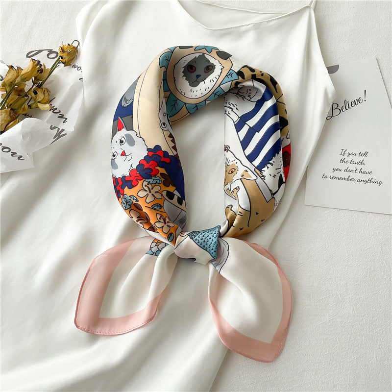 Spring And Summer Cartoon Cute Silk Scarf Decoration