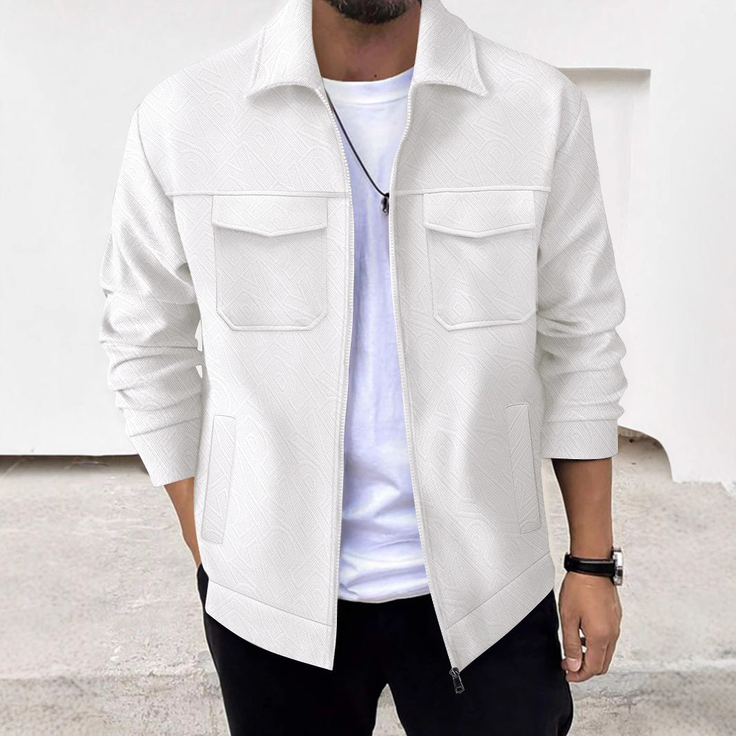 Lapel Zipper Casual Jacket Men's Coat