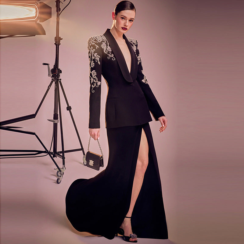 Women's Fashion Diamond Beaded Suit Jacket