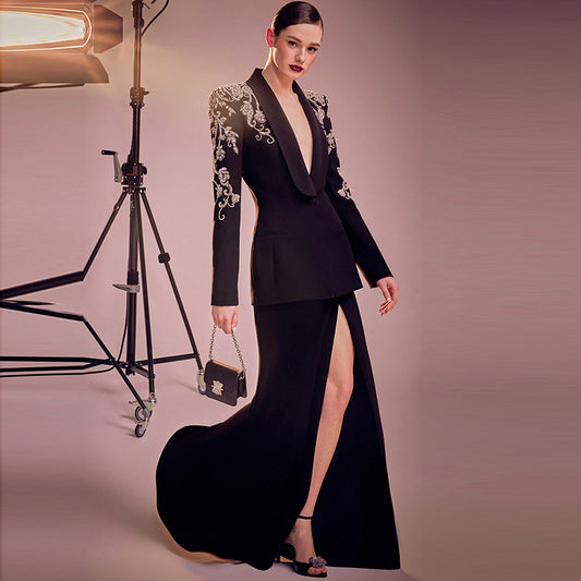 Women's Fashion Diamond Beaded Suit Jacket