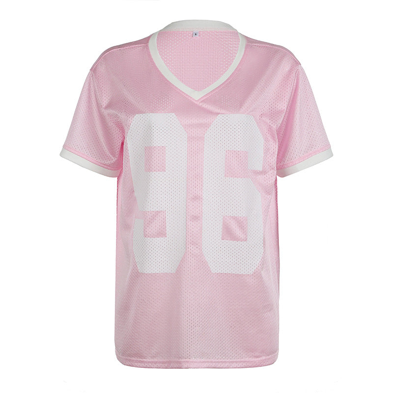 Digital Printing Contrast Color Off-shoulder Loose Top