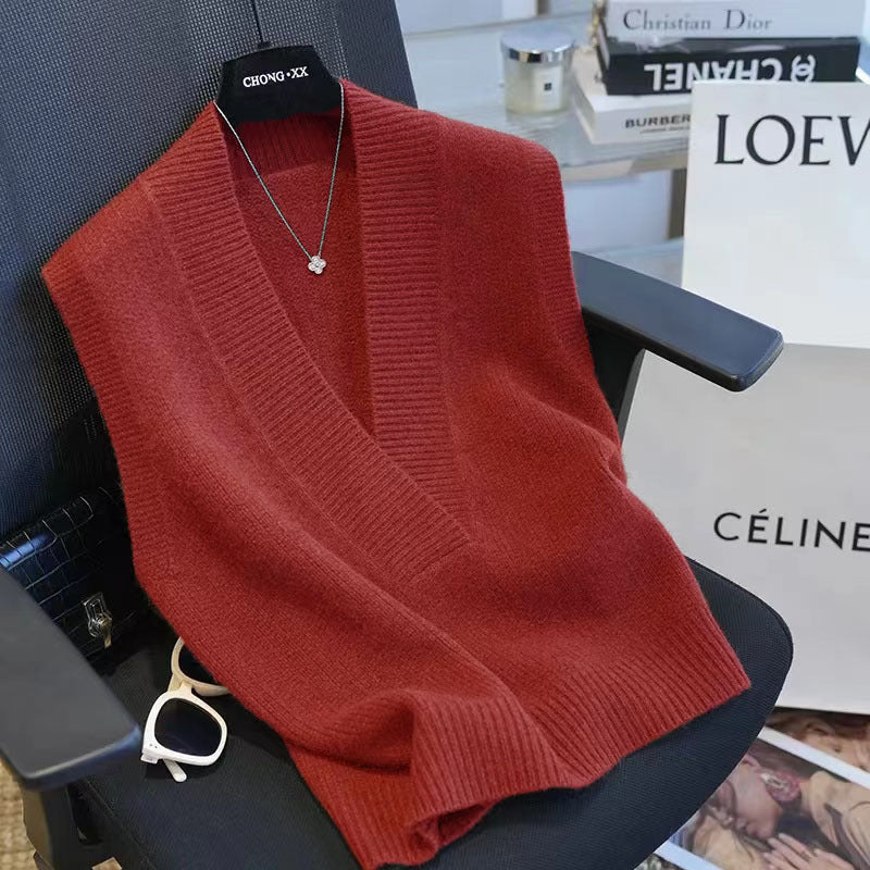 Large V-neck Loose Slimming Inner Wear Sleeveless Sweater Vest