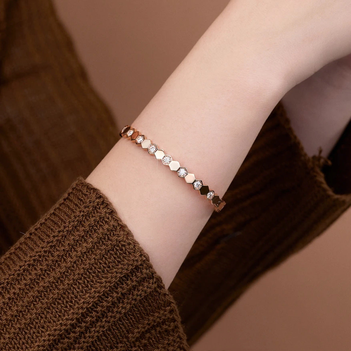 High Quality 925 Silver Moissanite Honeycomb Silver Bracelet
