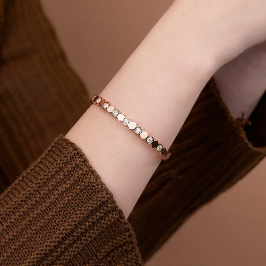 High Quality 925 Silver Moissanite Honeycomb Silver Bracelet