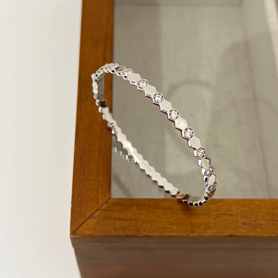 High Quality 925 Silver Moissanite Honeycomb Silver Bracelet