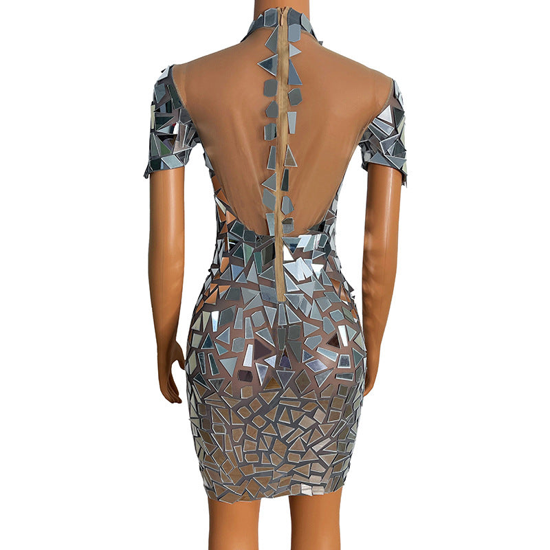 Personalized Lens Super Round Collar Gauze See-through Dress