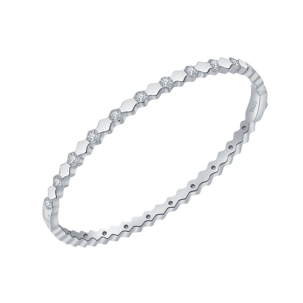 High Quality 925 Silver Moissanite Honeycomb Silver Bracelet