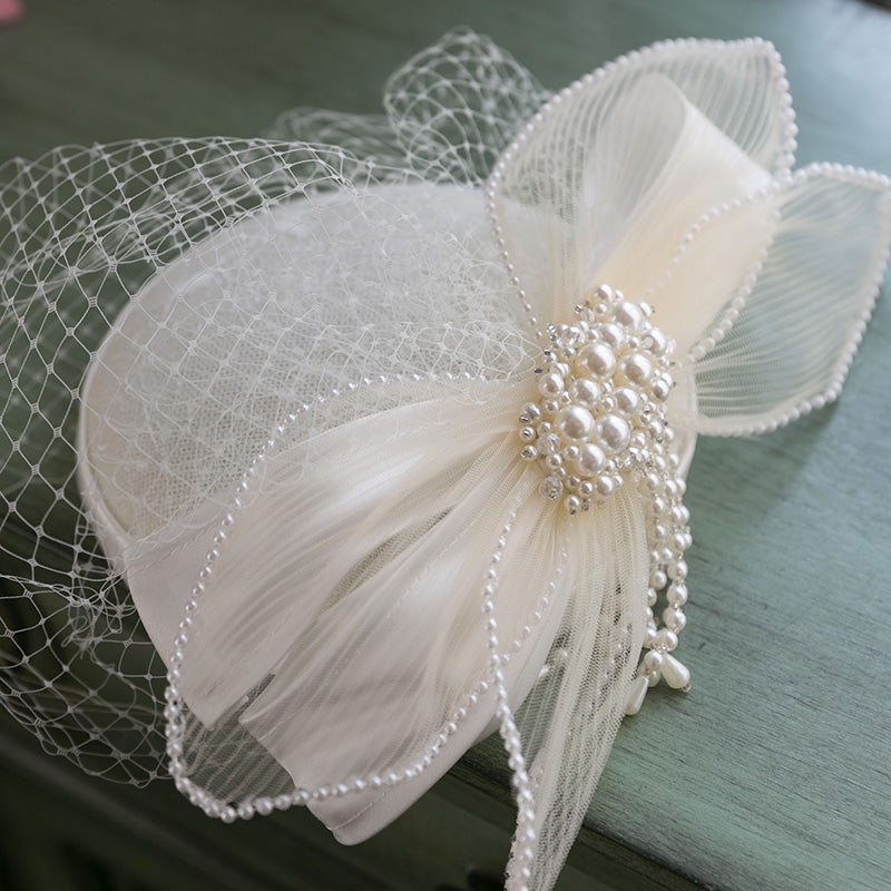 Vintage Mesh White Pearl Hat