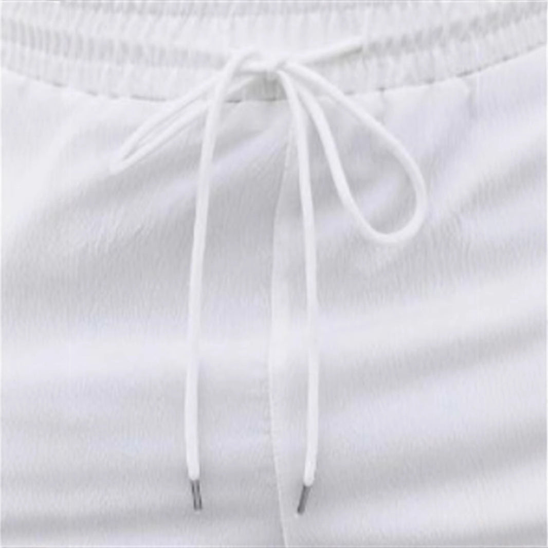 Drawstring Elastic Waist Breathable Solid Color Beach Shorts