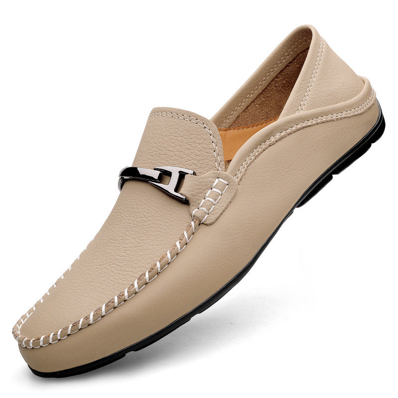 Extra Large Casual Leather Shoes Leather Widened Gommino