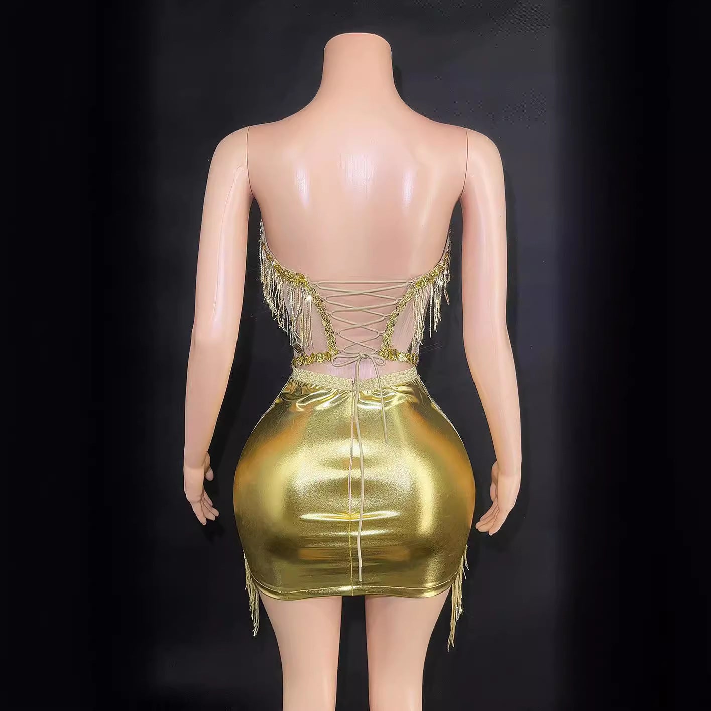 Women's Fashion Hip Tassel Tube Top Short Skirt