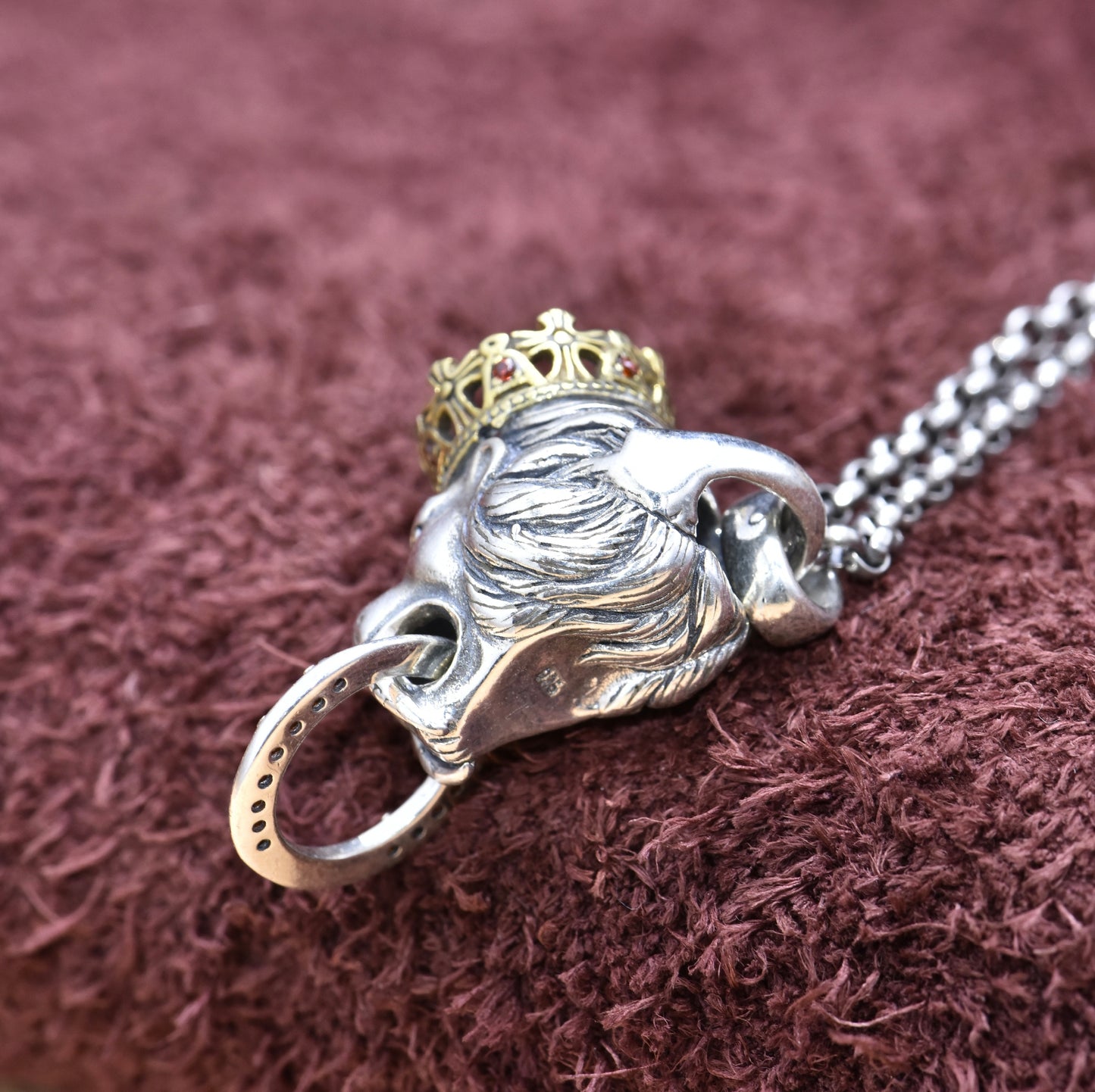 S925 Silver Vintage Lion Pendant Keychain Pendant