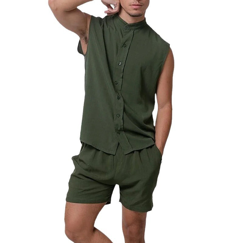 Men's Casual Loose Sleeveless Shirt Shorts