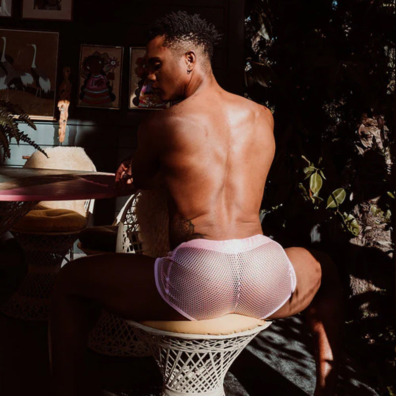 Fashion New Men's Transparent Mesh Home Shorts