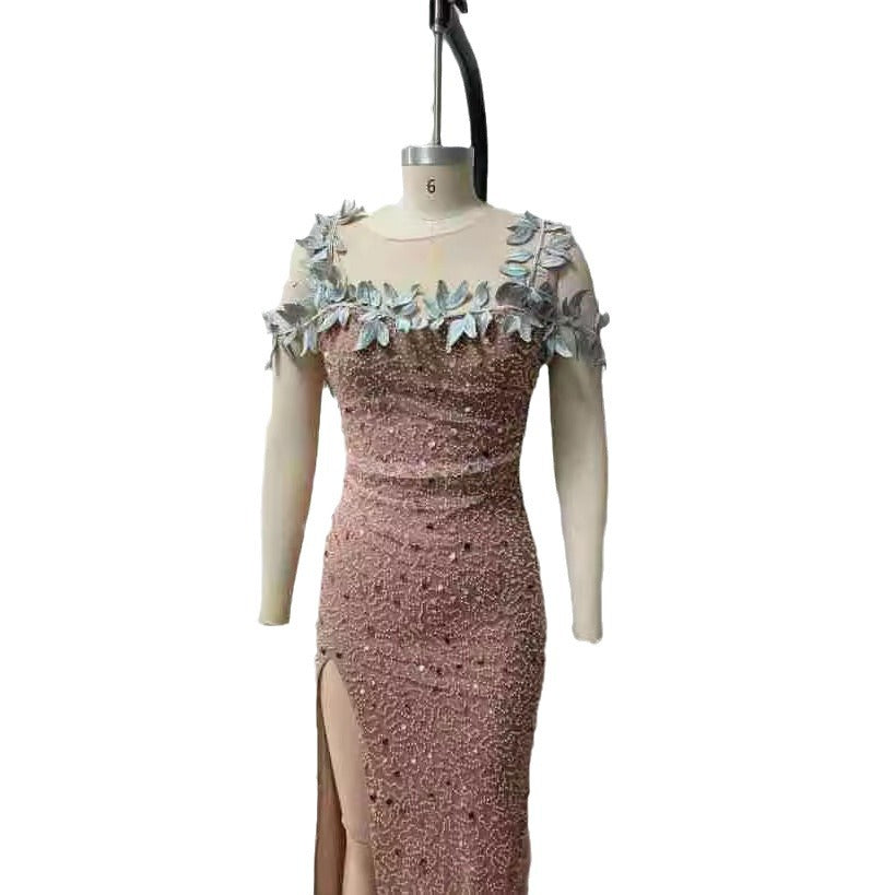 Fashion Off-shoulder Strapless Long Type Slit Dress