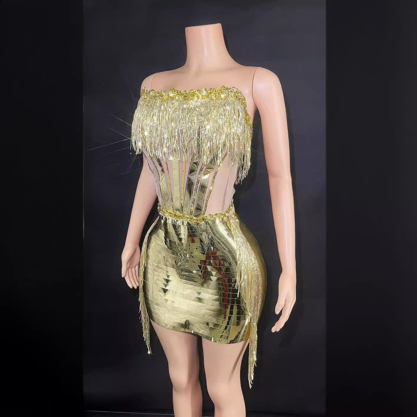 Women's Fashion Hip Tassel Tube Top Short Skirt