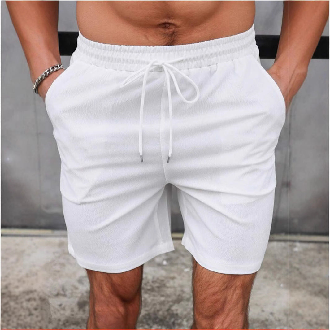 Drawstring Elastic Waist Breathable Solid Color Beach Shorts