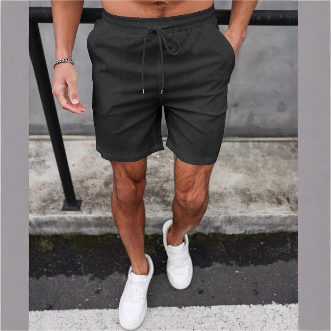 Drawstring Elastic Waist Breathable Solid Color Beach Shorts