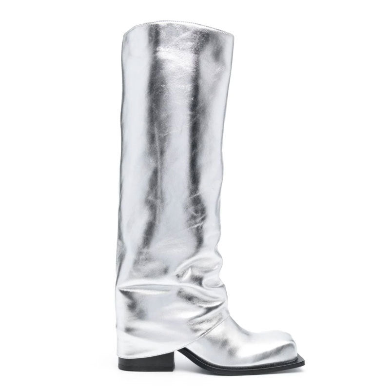 Large Apron Boots Thick Square Round Head Long Canister Boots