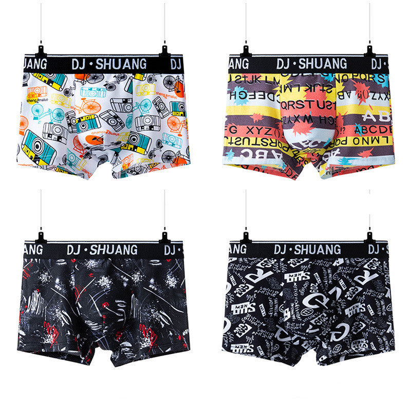 Men's Modal Underwear Cotton Boxer Shorts Youth Personality Breathable