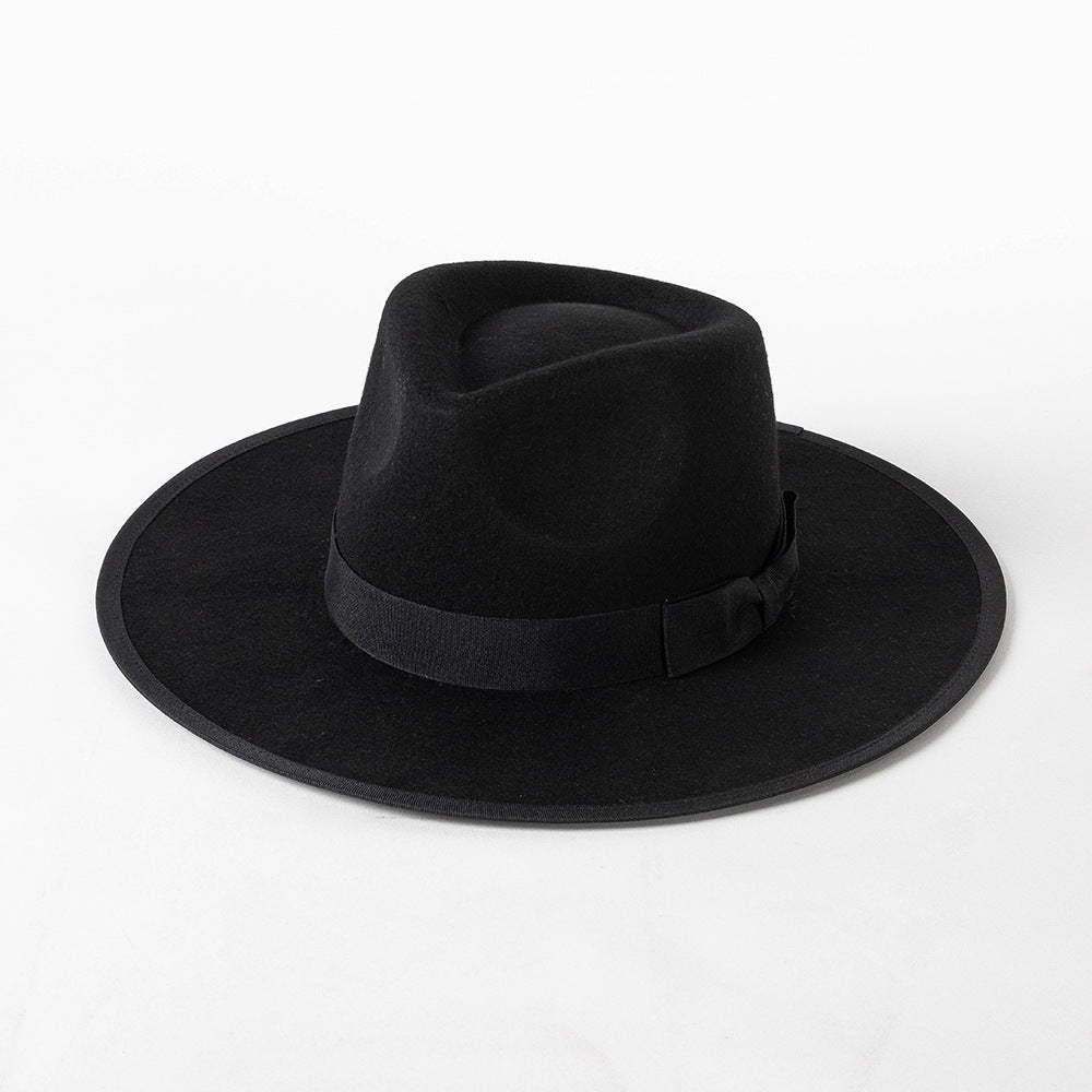 New Fashion Retro Crown Jazz Top Bow Wrapped Woolen Top Hat