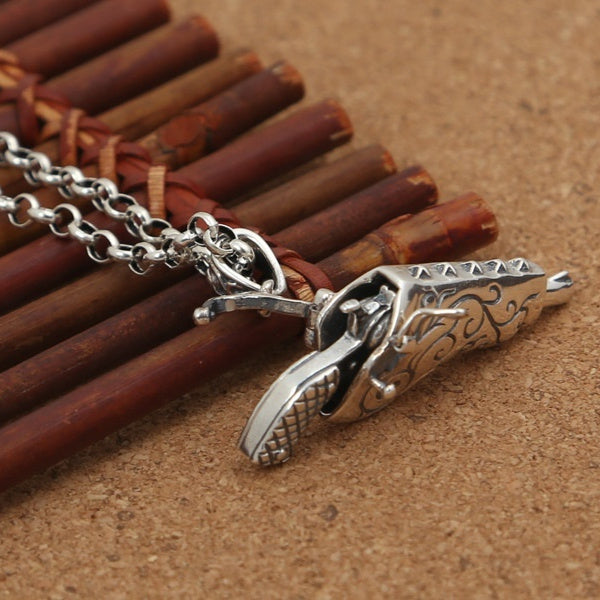 Men's Punk Style Domineering Pistol Exquisite Thai Silver Pendant