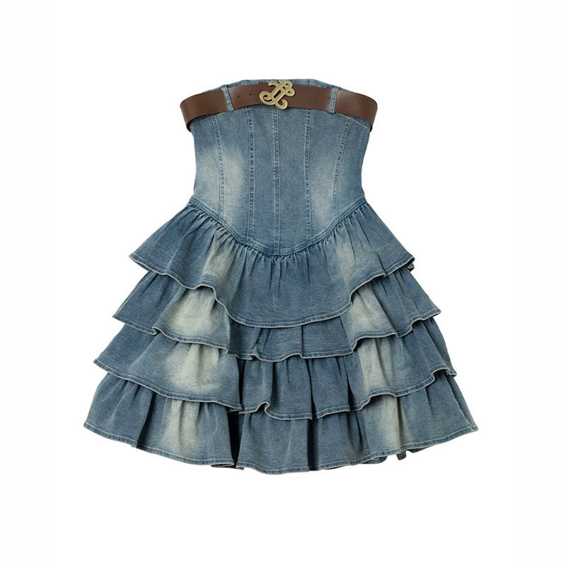 Women's Fashionable Temperament Bustier Denim Dress