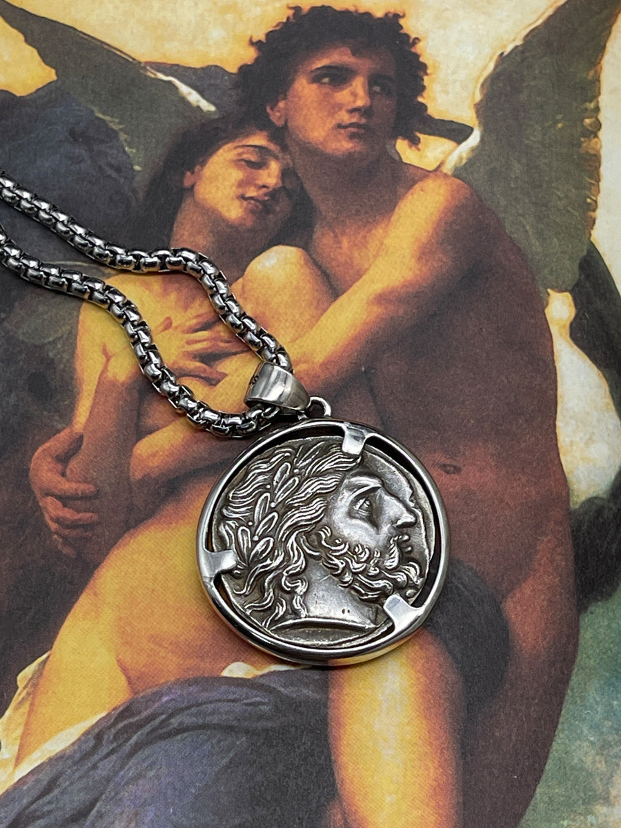 High-end Elegant Sterling Silver Men's Trendy Coin Necklace