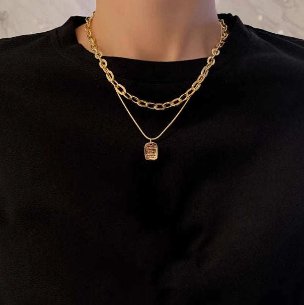 Letter Tag Double Layer Necklace