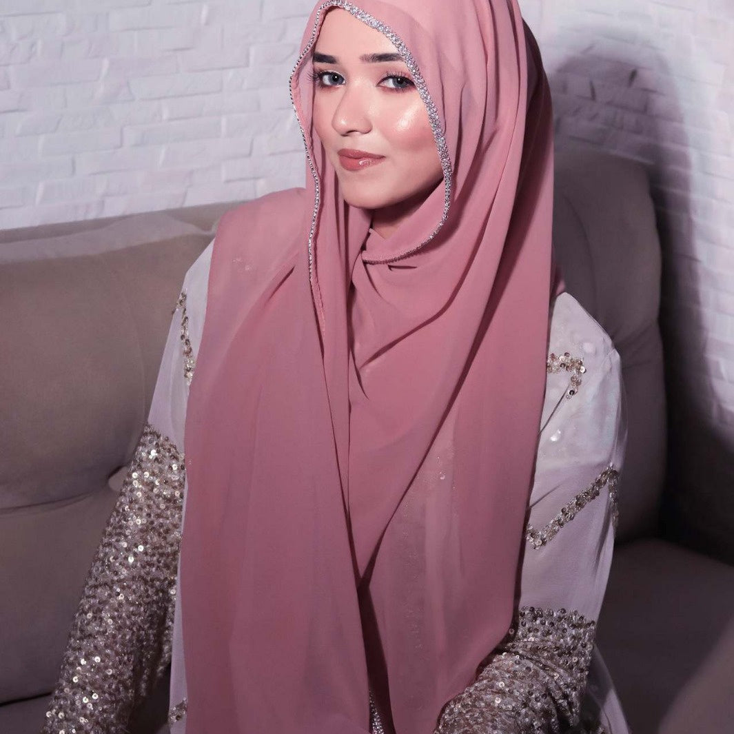 Light Diamond Chiffon Solid Color Women's Toe-covered Scarf