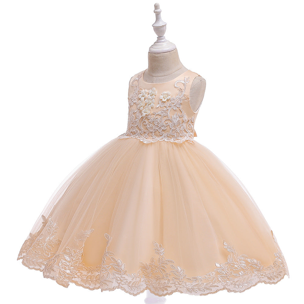 Girls Princess Crochet Lace Wedding Dress