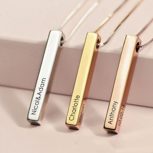 Long Square Three-dimensional Column Cross Copper Necklace