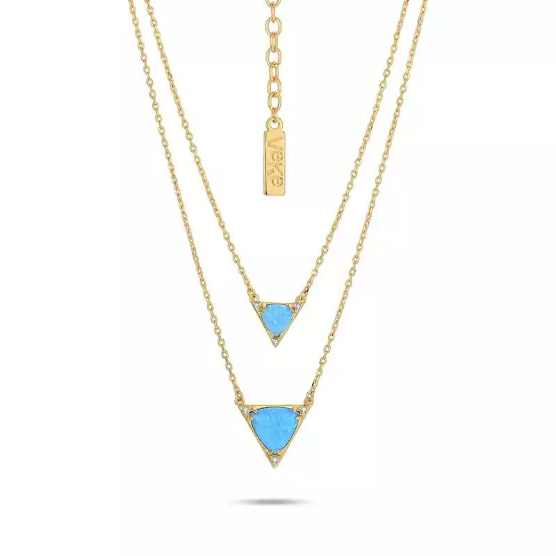 Opal Twin Clavicle Sweater Necklace