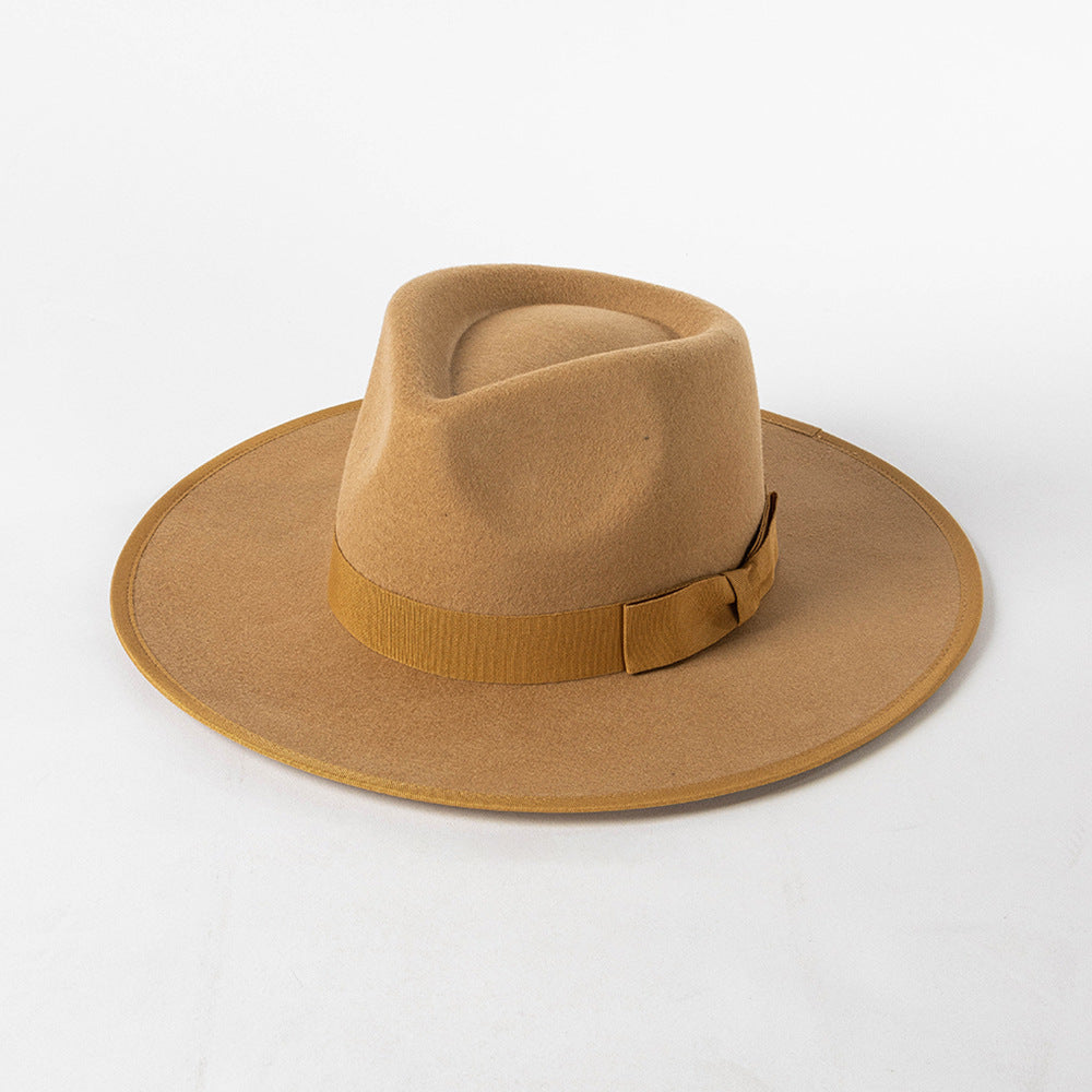 New Fashion Retro Crown Jazz Top Bow Wrapped Woolen Top Hat