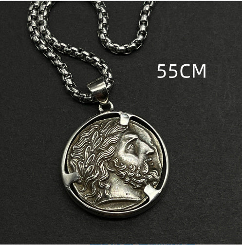 High-end Elegant Sterling Silver Men's Trendy Coin Necklace