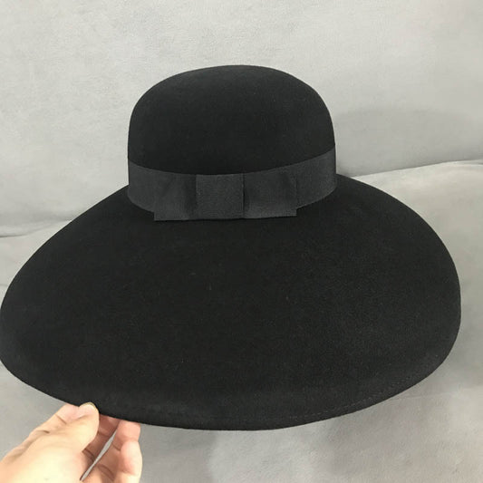 Autumn And Winter Woolenny Big Brim Bowler Hat