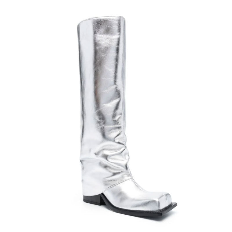Large Apron Boots Thick Square Round Head Long Canister Boots